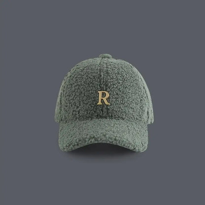 Baseball Cap Winter Hats For Women Men Unisex Letter Metal Logo Imitation Cashmere Keep Warm Simple Casual Winter Cap New Velvet