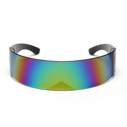 Futuristic Narrow Cyclops Visor Sunglasses Women Men Laser Eyeglasses UV400 Mirrored Lens Costume Party Eyewear Glasses