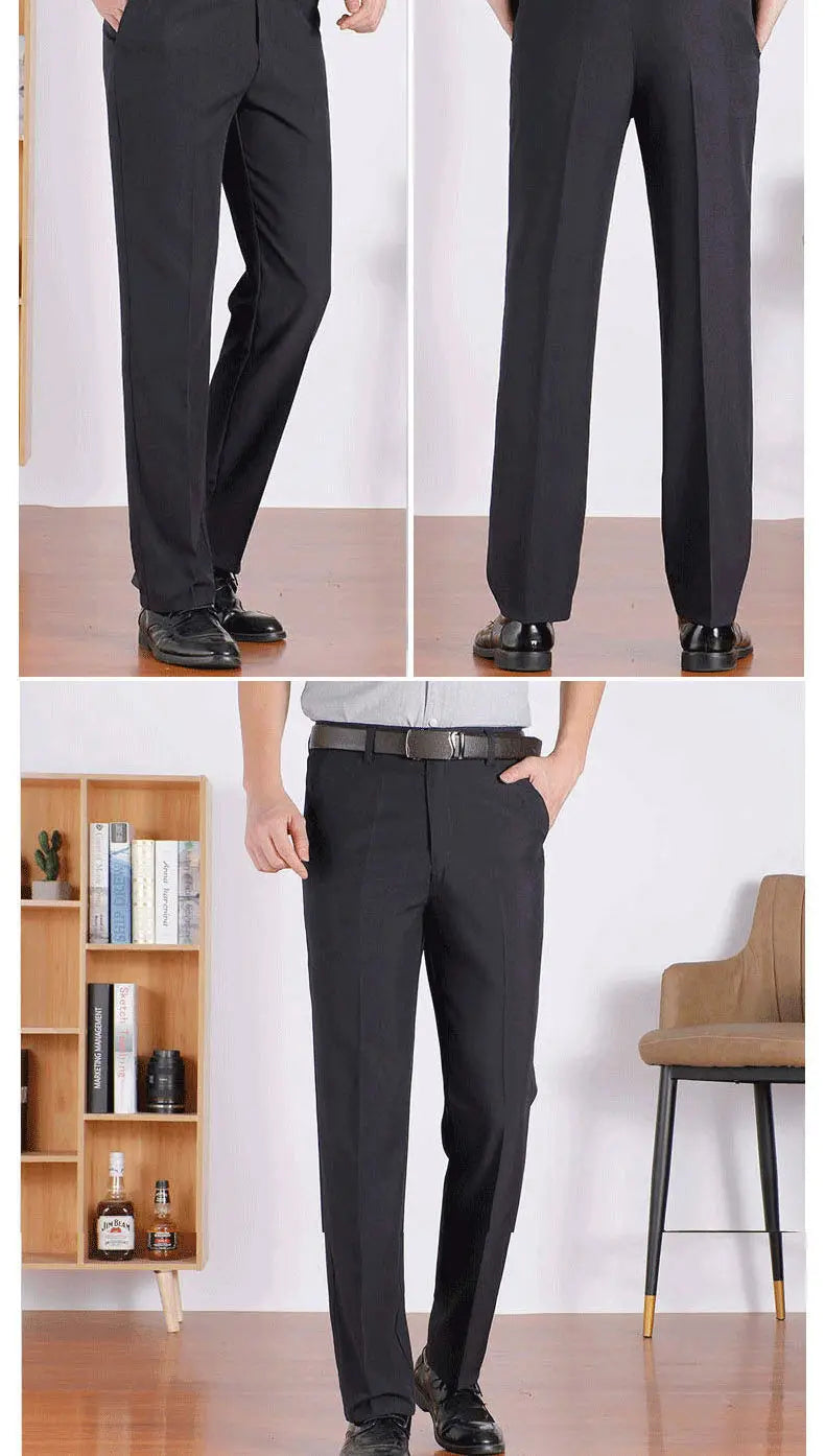 Autumn Thick Summer Thin Business Pants Men's Straight Formal Long Trouser Adult Solid Color Flat Design Casual Suit Pant GOZBKF