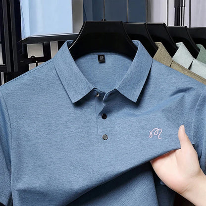 High-End Man T-Shirt Polo Shirt Lapel Button Pattern Printing British Style Summer Hot-Selling Casual Fashion Golf Mens Clothing
