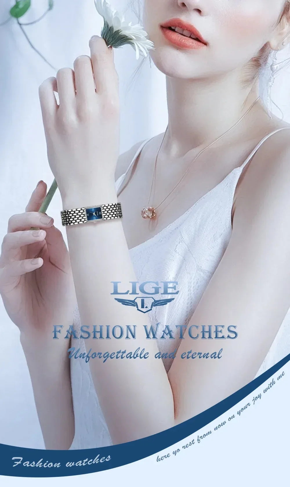 New Design Ladies Watch Fashion Quartz Wristwatch Silver Simple Square Women Watches Luxury Stainless Steel Folding Clock