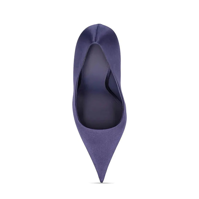 Brand Fashion Show Silvery 9cm High Heel Spring Autumn New Irregular Heels Black Red Pointed Sexy Women's Single Shoes Size 43