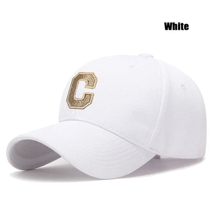 New High Quality Cotton HardTop Baseball Cap Elastic Pineapple Cloth Material Gold Thread Embroidery Craft C Letter Design Style