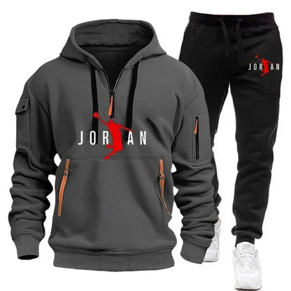 2025 New Autumn and winter new trend men's blazer + Tracksuit pants Fashion casual jogging print sportswear outdoor sportswear