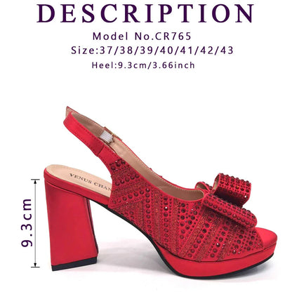 Black Color Elegant High Heels Nigeria Popular Design African Ladies Shoes And Bag Set for Wedding Party