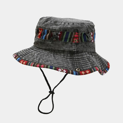 Cotton National Wind Solid Color Bucket Hat Outdoor Travel Sun Cap For Men And Women 15