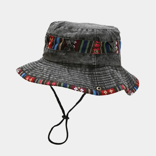 Cotton National Wind Solid Color Bucket Hat Outdoor Travel Sun Cap For Men And Women 15