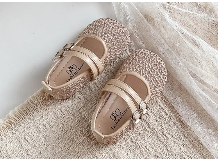 Girls Mesh Sandals Soild Color Versatile Kids Flat Shoes Double Hook&loop 2026 Summer New Children Princess Shoes Korean Style