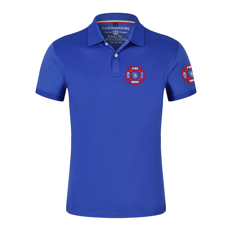 Firefighter Rescue Team Printing Fashion 2023 New Men's Summer Solid Color Short Sleeves Comfortable T-Shirts Polo Shirt Tops
