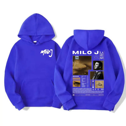 Rapper Milo J Oversized Hoody Album La Vida Era Mas Corta Print Hoodie Men Women Harajuku Pullover Long Sleeves Thick Sweatshirt