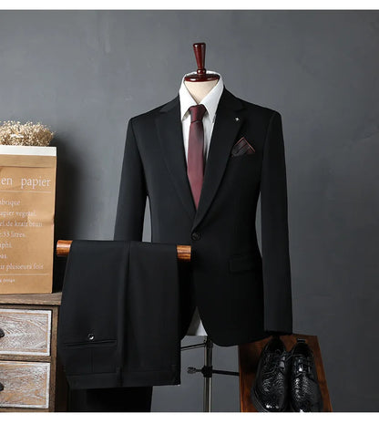 Classic Men Suit Sets Wedding Banquet Groomsman Slim Fit Blazer Pants Two Pieces Formal Activities Male Business Costumes