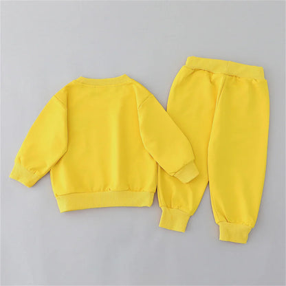 2PCS Children's Set Spring and Autumn Simple Little Bear Head Round Neck Long Sleeve Pants