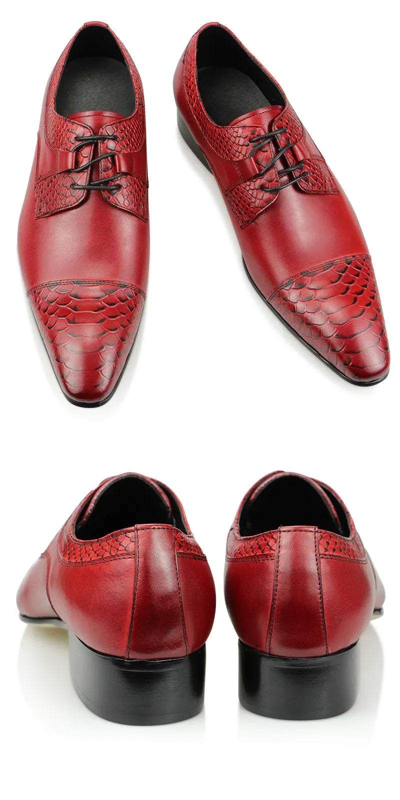 Wedding Red Shoes For Men Lace Up Fashion Derby Shoes Formal Business Office Genuine Leather Pointed Toe Dress Man Shoe