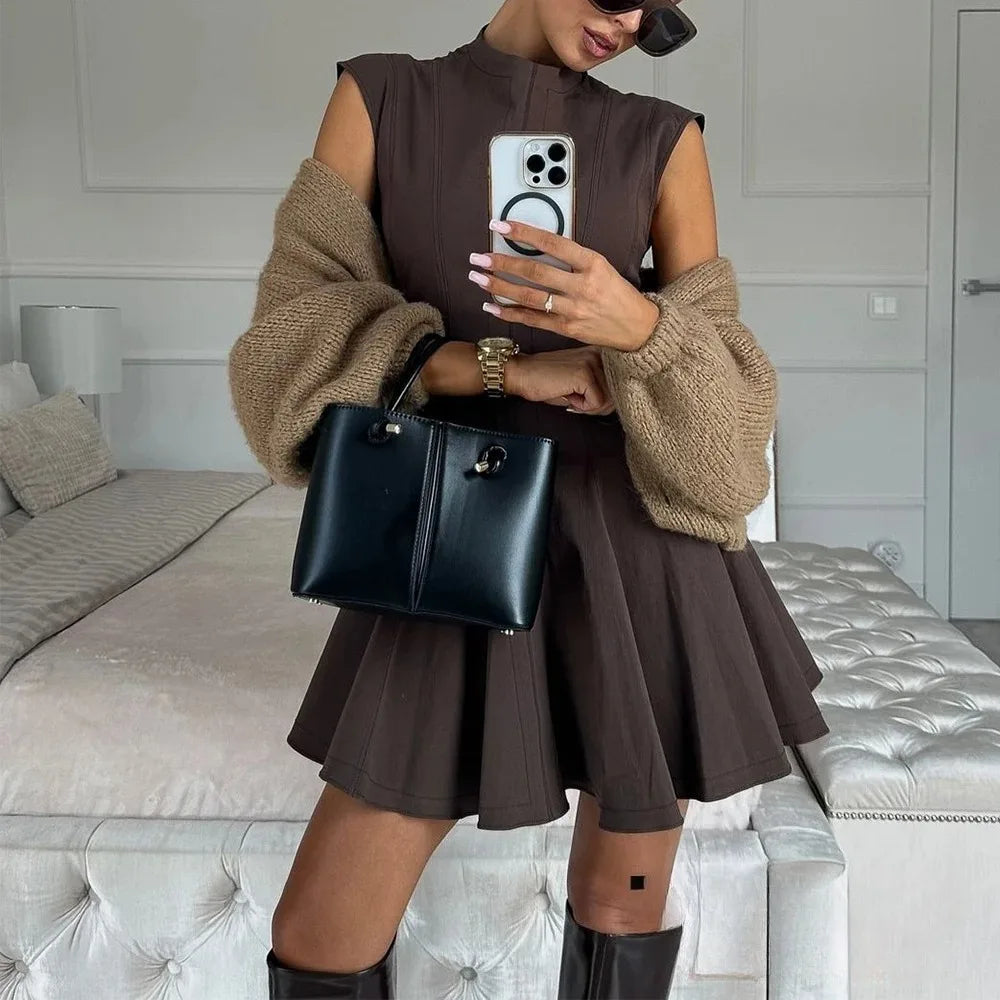 Ruffles Mini Party Dress Women Sleeveless A-Line Chic Evening Club Dress Fashion 2025 Y2K Girl Street Vestidos