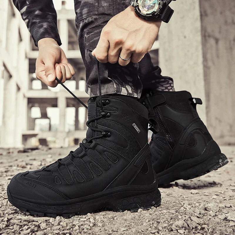 Men Tactical Boots Lace Up Brand Ankle Hiking Shoes Desert Work Boot Waterproof Size Plus Unisex Climbing Shoes