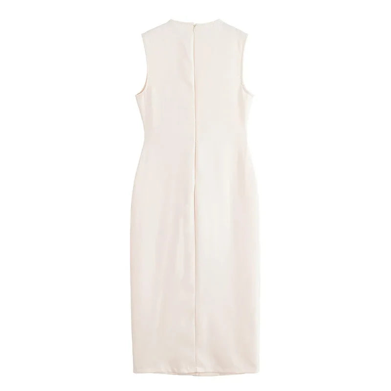 Womens Dresses Black Office Long Dresses for Women Spring Sleeveless Midi Dress Woman Belt Button Women's Dress Vest