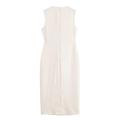 Womens Dresses Black Office Long Dresses for Women Spring Sleeveless Midi Dress Woman Belt Button Women's Dress Vest