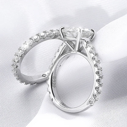 18k Plated 0.6-4.2CT All Moissanite Rings for Women Sparkly Luxury Wedding Diamond Band 100% 925 Sterling Silver Jewelry