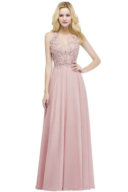 Dusty Pink Halter V-neck Lace Pearls Wedding Evening Dresses Long Dress Hollow Out Chiffon Elegant Party Dresses For Women 2024