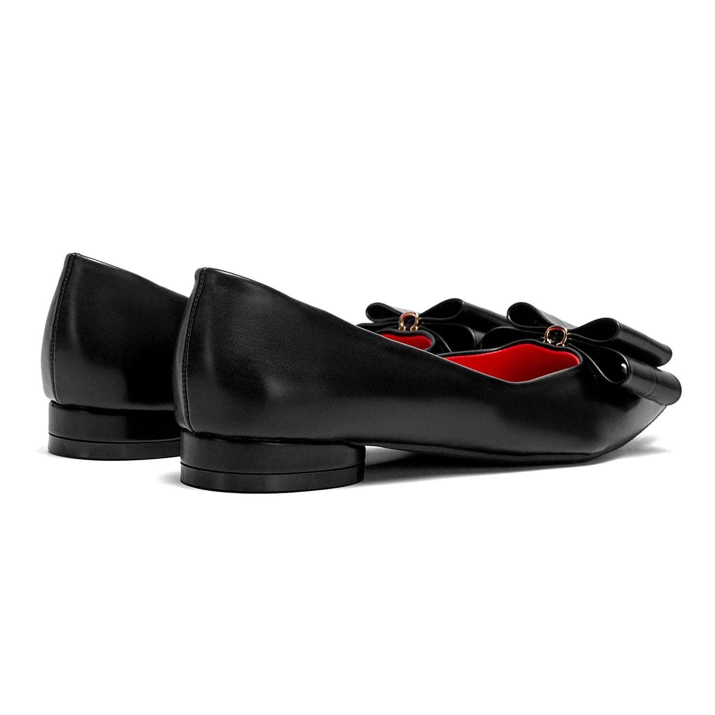 2025 Women's Flat Shoes New Black Pointed Bow Business Shoes Comfortable Commuting Women Shoes