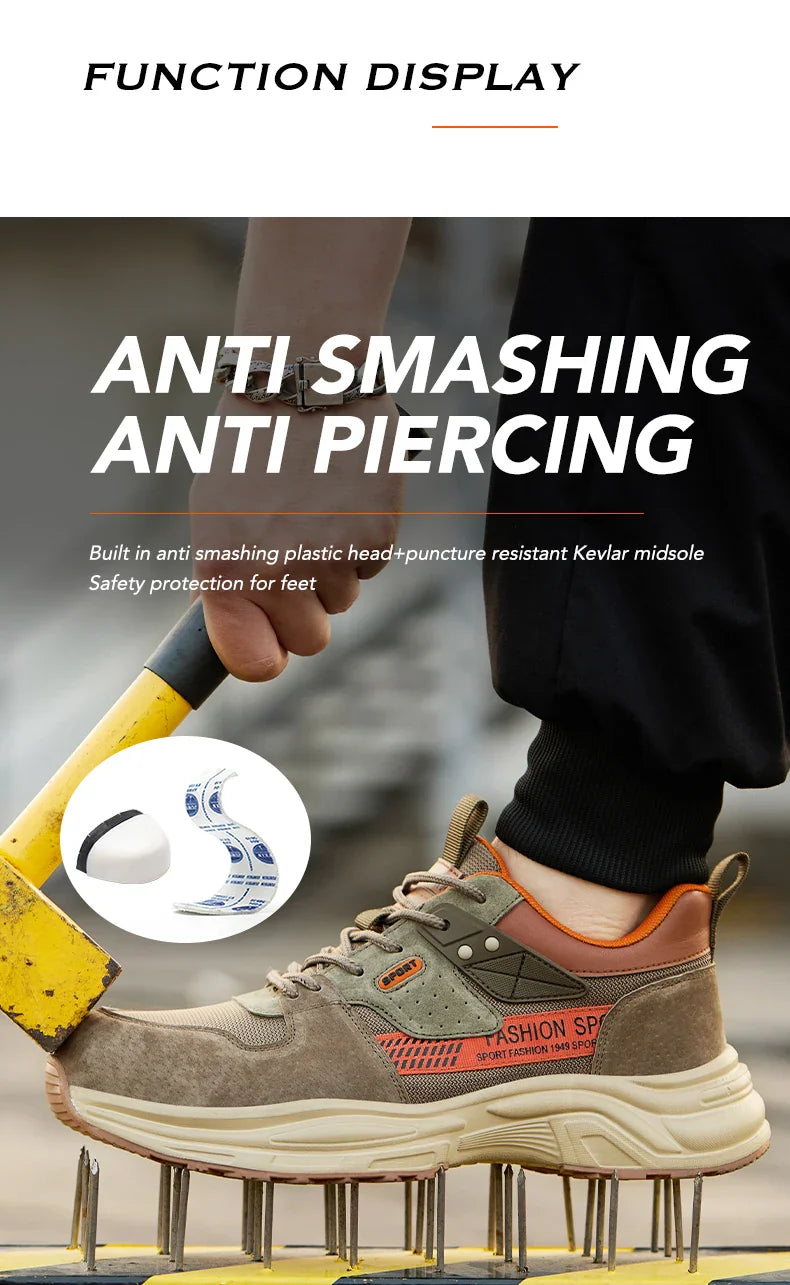 Anti-Puncture Work Shoe For Man  breathable Safety Work Sneakers with iron Toe Indestructible shoes Breathable Work Boots