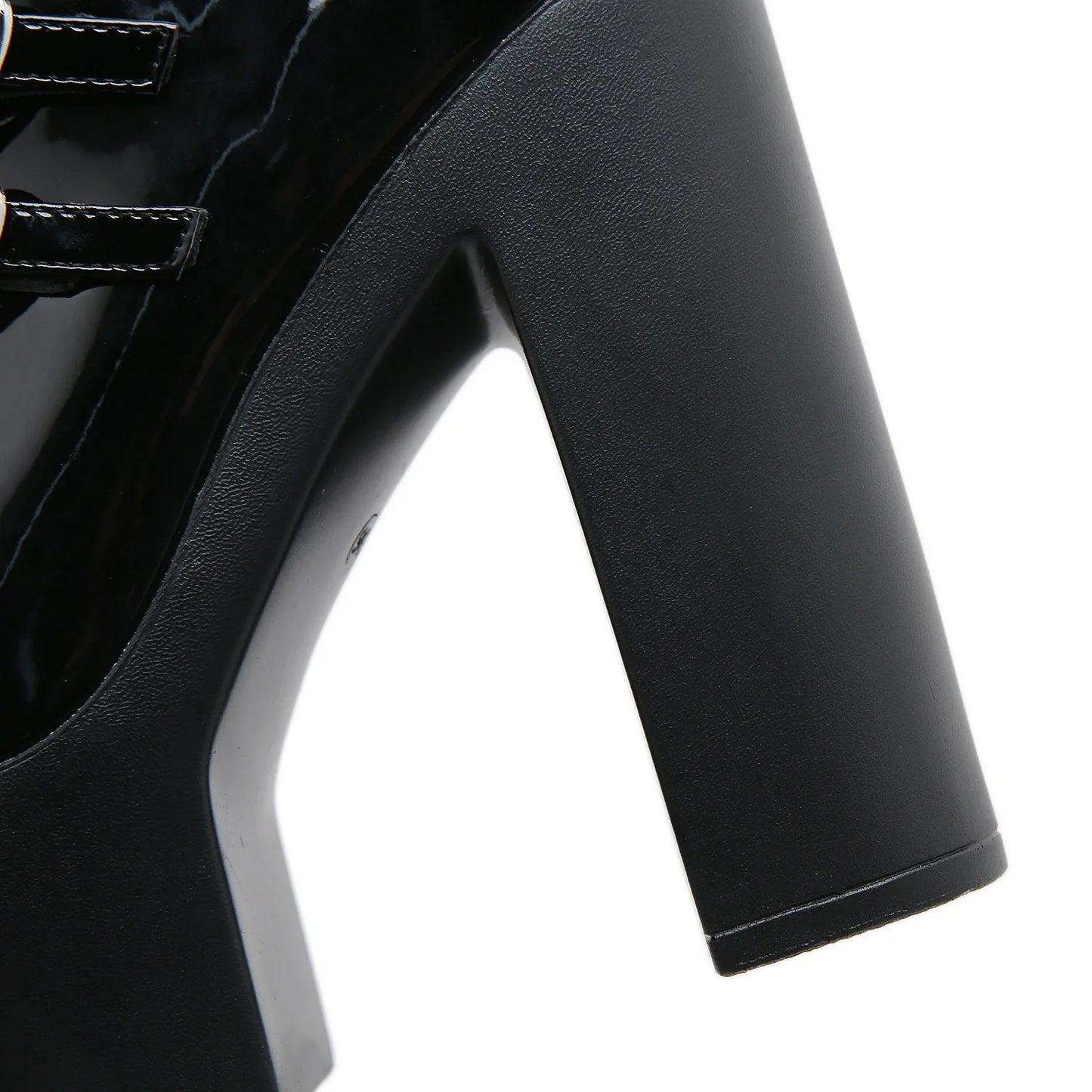 Block Heels Pumps for Women Fashion Multi Buckle Strap Heart Design Dress Shoes Side Zipper High Heels Mary Jane Shoes