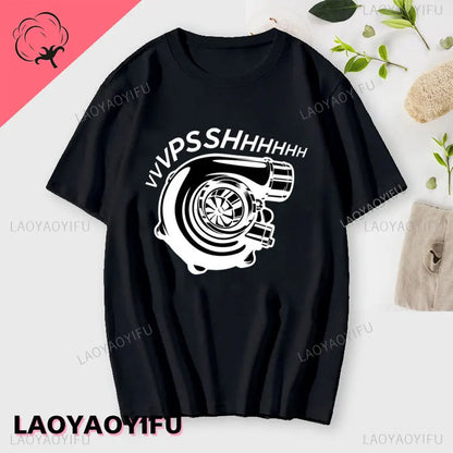 New Boost Turbo Engine Printing T-Shirt Car Parts Funny Mechanic Cotton Teemen 2024 Summer Fashion Top Personality Mans Clothing