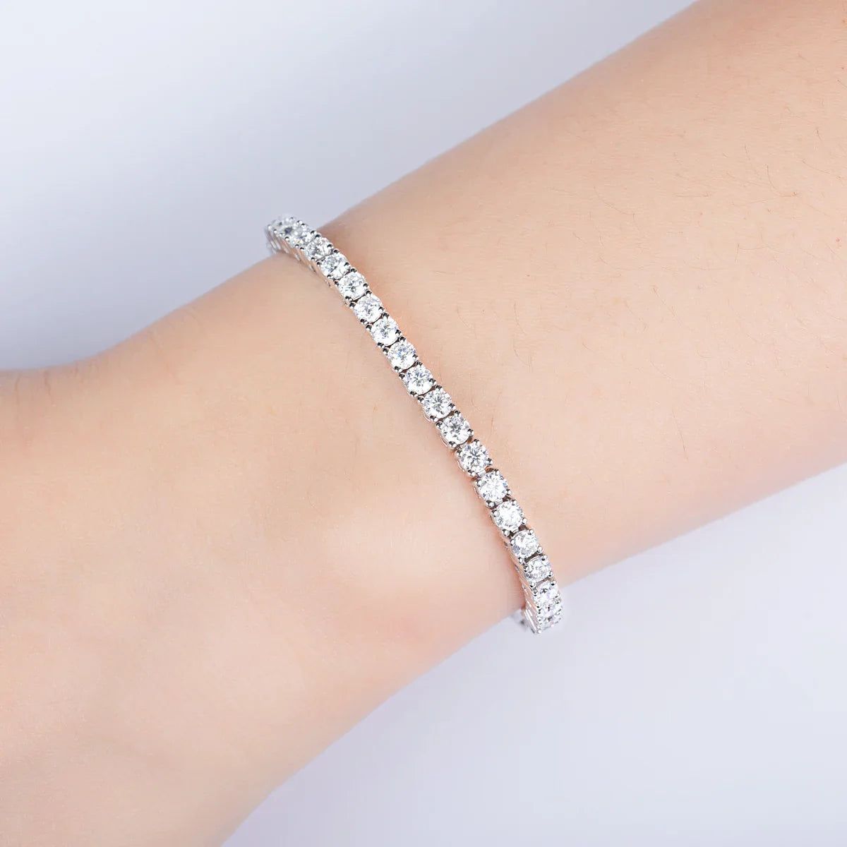3mm Moissanite Tennis Bracelet On Hand 925 Sterling Silver Lab Created Diamond 16+4cm Adjustable Bracelets For Woman
