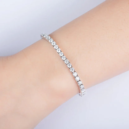 3mm Moissanite Tennis Bracelet On Hand 925 Sterling Silver Lab Created Diamond 16+4cm Adjustable Bracelets For Woman