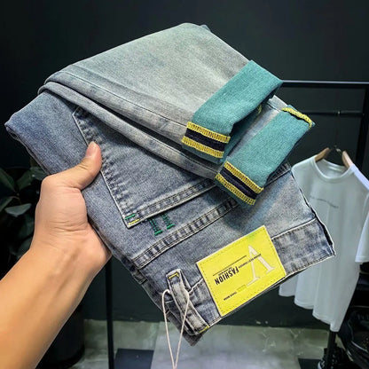 High-end 2023 Harajuku Designer Clothes Denim New Trousers Kpop Stretch Trendy Korean-style with Our Luxury Men's Casual Jeans