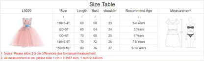 Elegant Kids Dress For Girls Birthday Wedding Costume Appliques Flower Girl Party Dresses 3 10 Years Children Summer Clothes