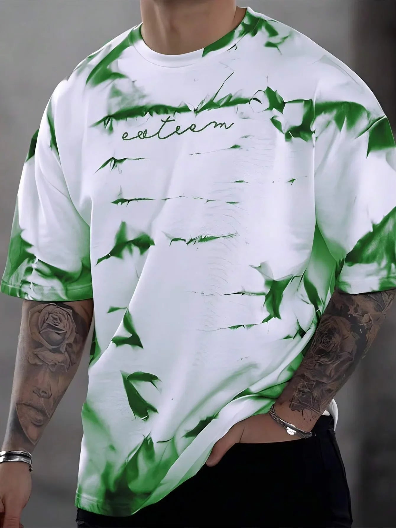 3D Printing Summer New Men's Casual Simple Short-Sleeved T-Shirt Polyester Fiber Comfortable Breathable Printed Short-Sleeved