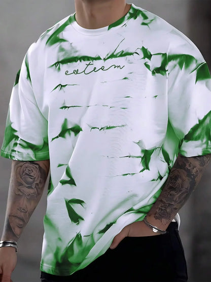 3D Printing Summer New Men's Casual Simple Short-Sleeved T-Shirt Polyester Fiber Comfortable Breathable Printed Short-Sleeved