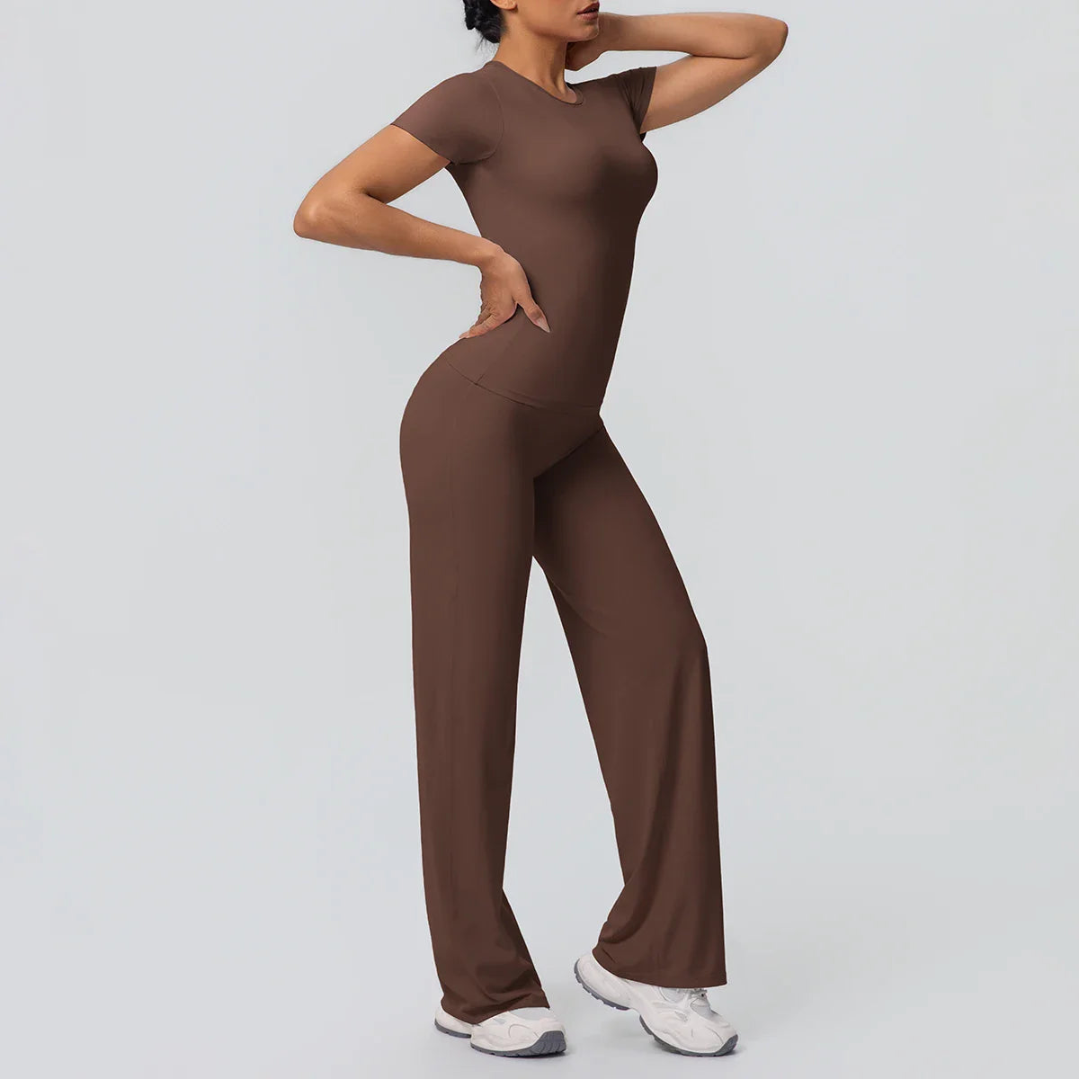 Fitness Sports Workout Yoga Set for Women Naked Feel Slim Casual Workout Top T-Shirt Quick Drying Push Up Running Pants Yoga Set