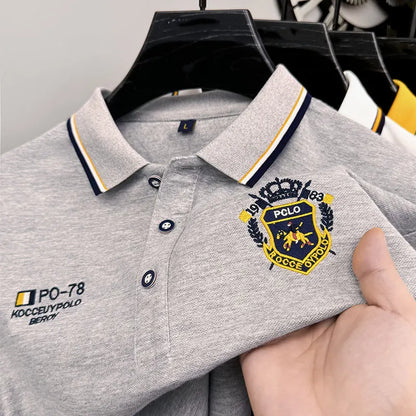 Designer Quality Men's Polo Shirt Lapel Long Sleeve T-Shirt Autumn New Badge Horse Embroid Fashion Business Casual Menswear Top
