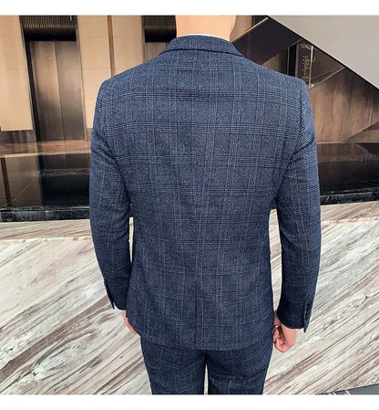Hemp Suit (Blazer + Pants) Men's Fashion Hosts British Style Work Business Wedding Casual Art Style Elegant Gentleman Suit M-5XL