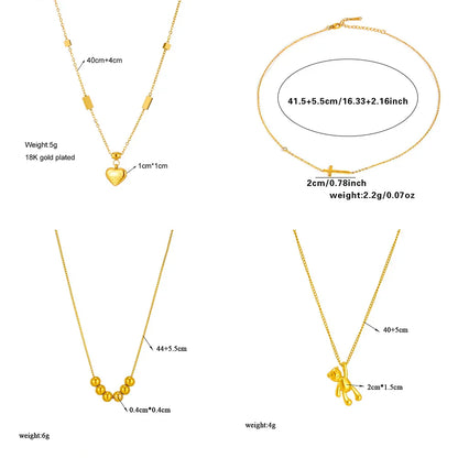 316L Stainless Steel Simple Heart Love Circular Tassel Necklace Lady Trend Fashion Clavicle Chain Jewelry Glamorous Gift