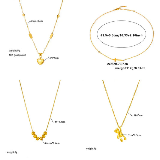 316L Stainless Steel Simple Heart Love Circular Tassel Necklace Lady Trend Fashion Clavicle Chain Jewelry Glamorous Gift