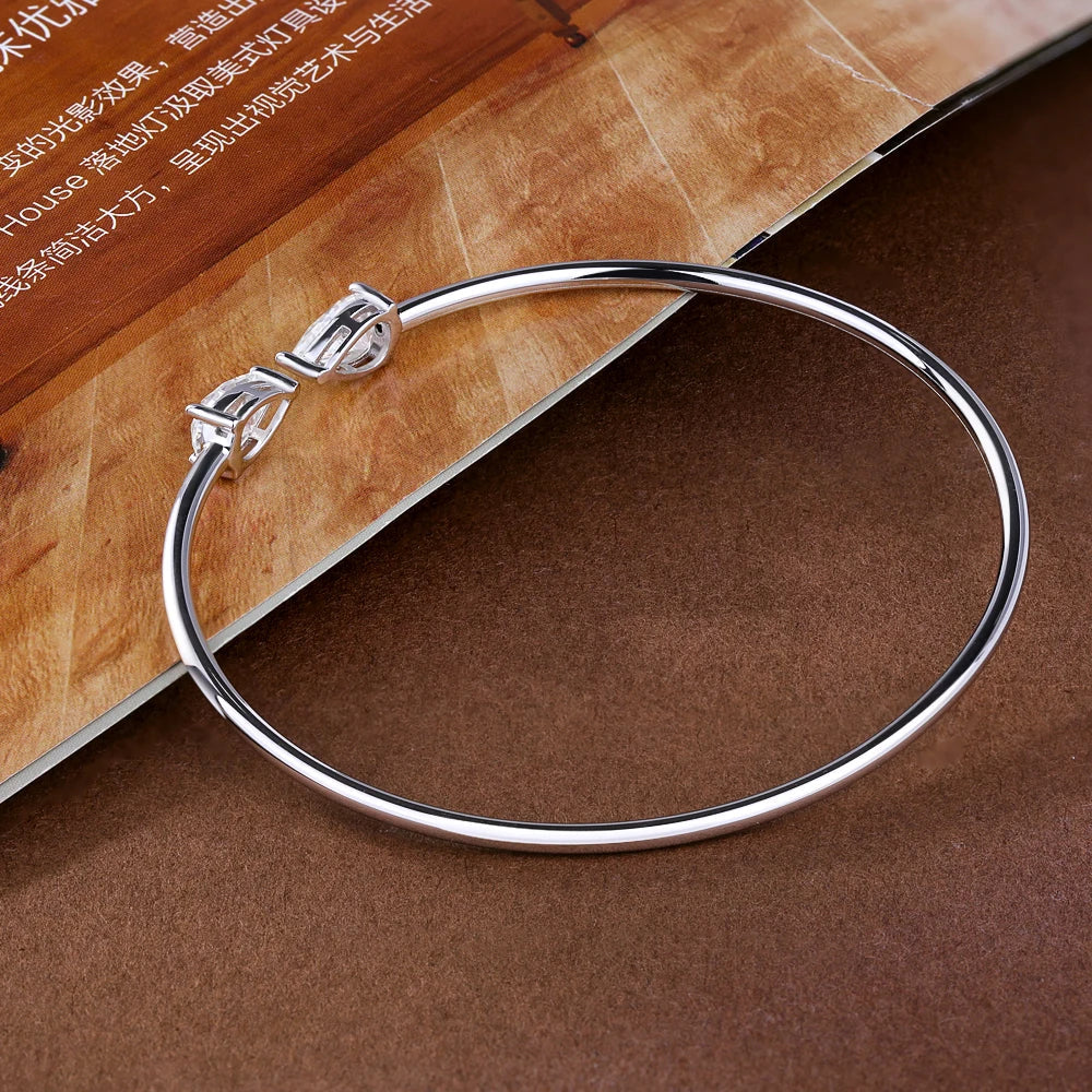 2-Stone Waterdrop Shape Moissanite Bangles For Women 100% S925 Silver 2cttw Pear Cut Diamond Open Cuff Bracelet With Certificate