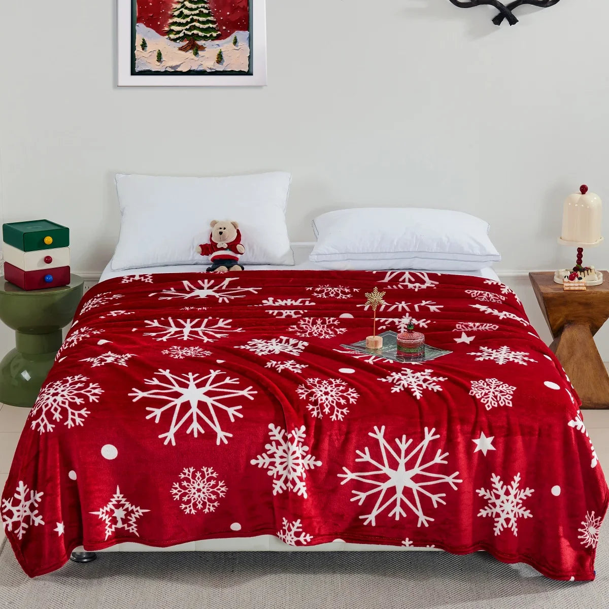 Christmas Style Double-sided Velvet Blanket Queen King Size Suitable for Autumn Winter Milk Velvet Quilt Queen King Size