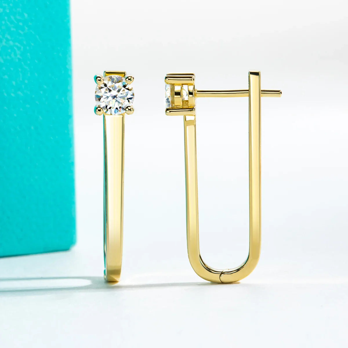 2ct D Color Moissanite Pin Necklace Yellow Gold Plated Moissanite Pin Earrings Wedding Jewelry Set Gifts For Women