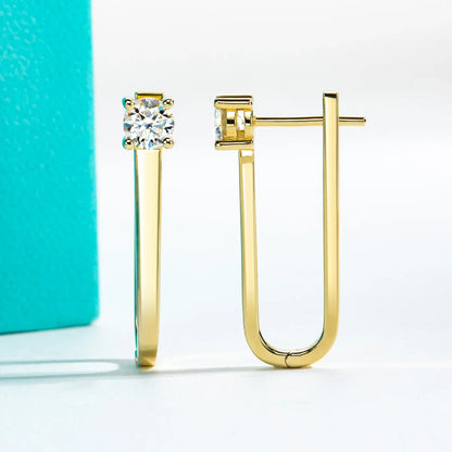 2ct D Color Moissanite Pin Necklace Yellow Gold Plated Moissanite Pin Earrings Wedding Jewelry Set Gifts For Women