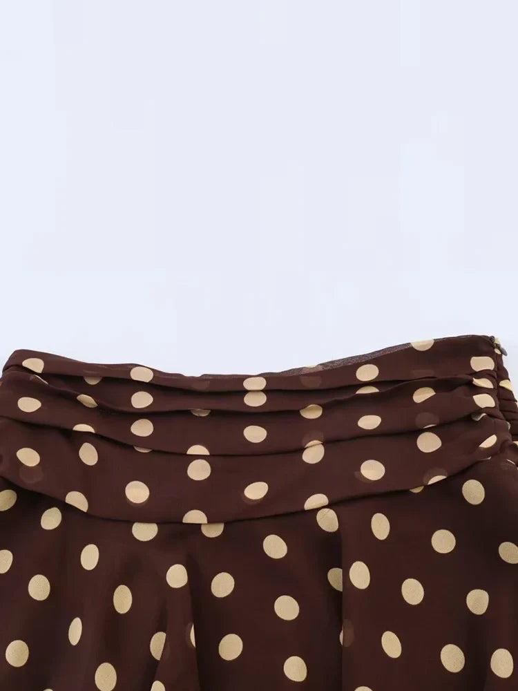 Women Mini Skirts 2026 Fashion Summer Polka dot Side Zipper Asymmetry Pleated Female Elegant Street Skirt Clothes
