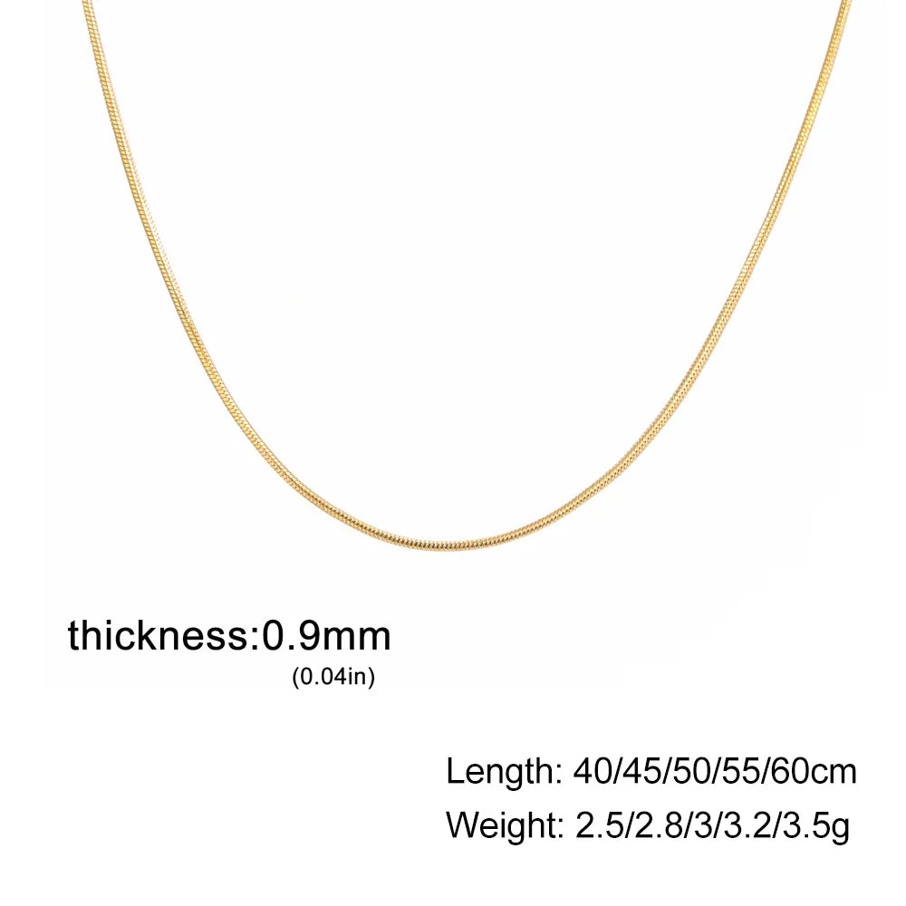 Stainless Steel Gold Color Round Snake Chain Necklace Women Men Long Neck Chains Trendy Punk Jewelry Gift Wholesale