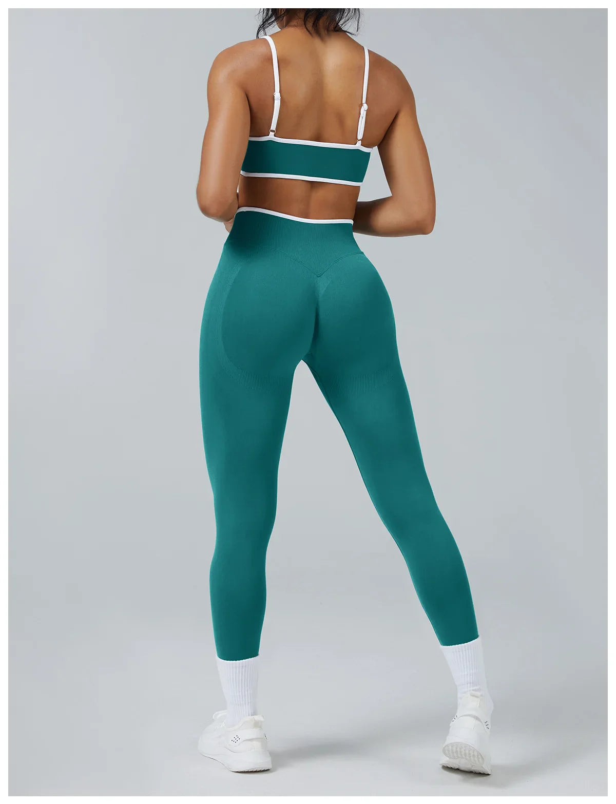 Women's Color Block Yoga Set Sports Bra & High Waisted Shorts Butt Lifting Tummy Control Workout Gym Fitness Running Activewear