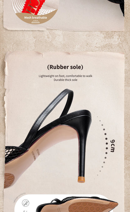 Breathable Mesh Design Fashion Women's Sandals Solid Color Simple Classic Style Versatile Women's High Heels