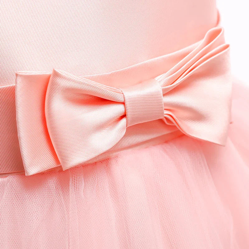 Summer Beading Girl Party Dress Christmas Costume Gala Bow Wedding Birthday Princess Dresses for Girls Baptism Prom Gown Vestido