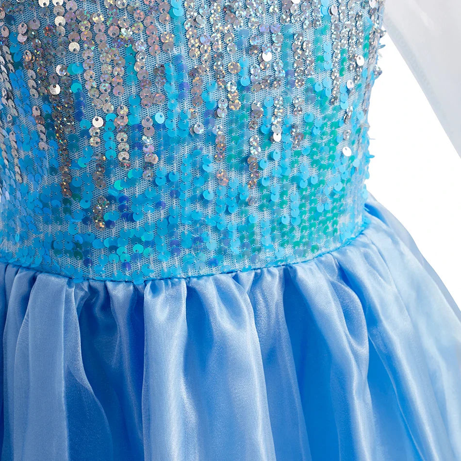 Children Princess Fancy Costume Elsa Party Carnival White Dress Up for Girl Christmas Birthday Cosplay Belle Snowflake Vestidoes