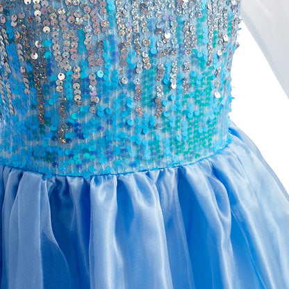 Children Princess Fancy Costume Elsa Party Carnival White Dress Up for Girl Christmas Birthday Cosplay Belle Snowflake Vestidoes