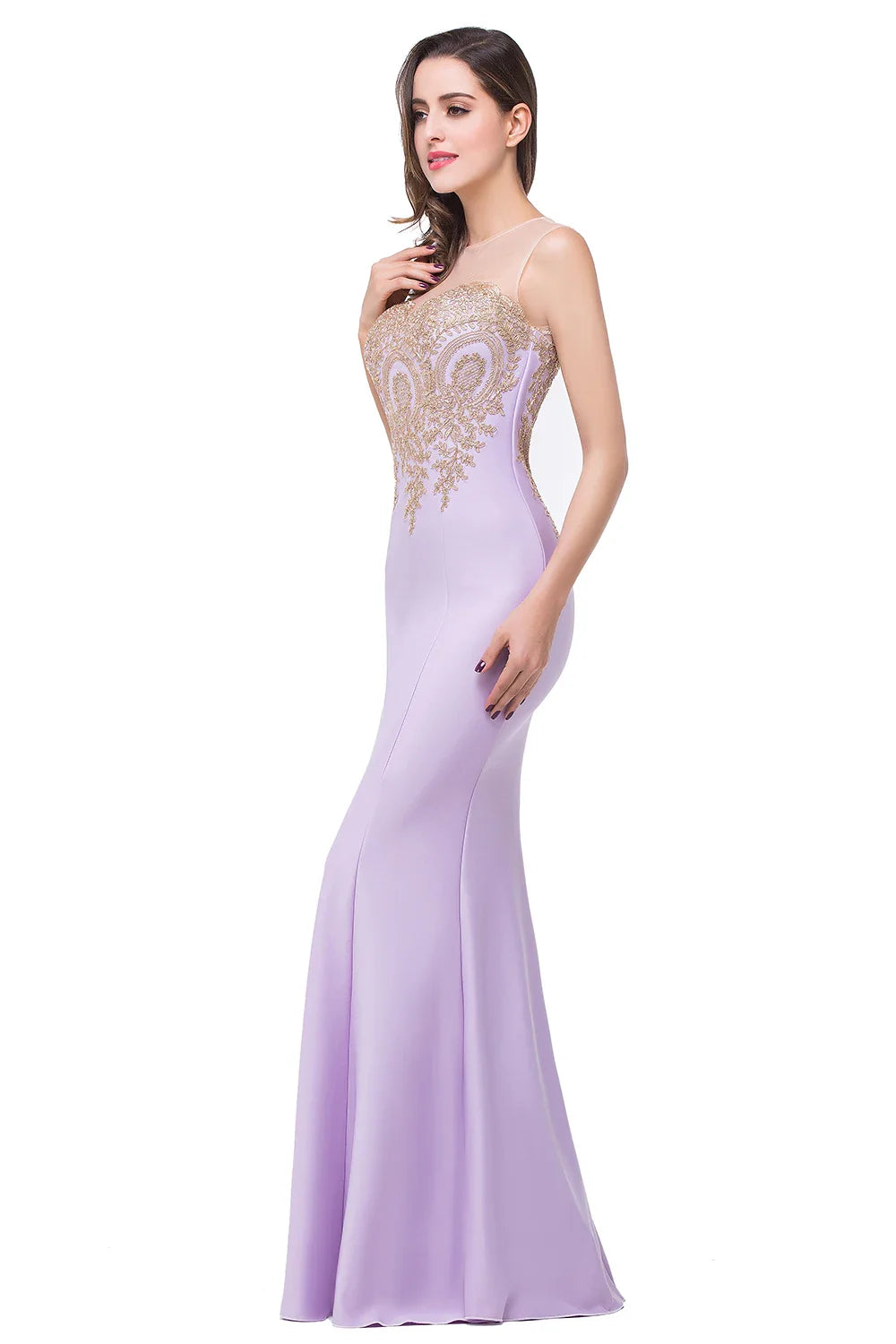 2024 Hot Sale Gold Appqulies Sweetheart Illusion Wedding Guest Gown Elegant Bridesmaid Dresses Maxi Floor Length Mermaid Gowns